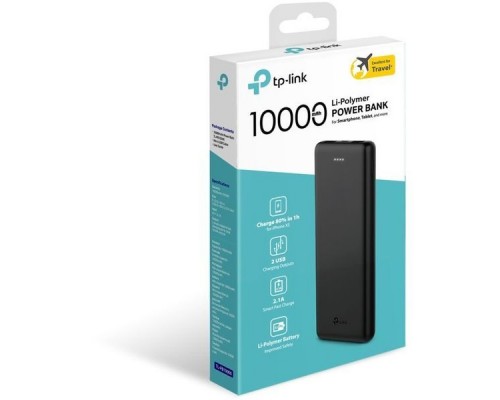 Мобильный аккумулятор TP-Link TL-PB10000 Li-Pol 10000mAh 2.1A+2.1A черный 2xUSB