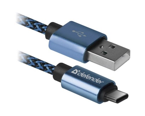 Кабель USB 2.0 A--USB 3.1 (Type-C) 1.0m Defender USB09-03T PRO 87817 синий