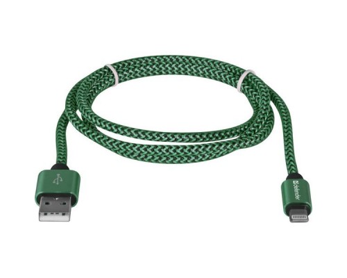 Кабель USB 2.0 A--Lightning 1.0м Defender ACH01-03T PRO 87810 зеленый
