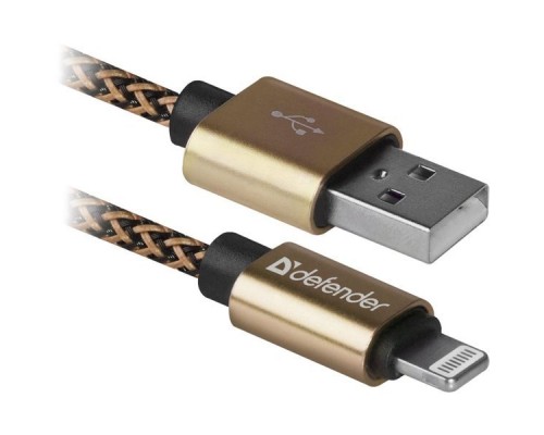 Кабель USB 2.0 A--Lightning 1.0м Defender ACH01-03T PRO 87806 золотой