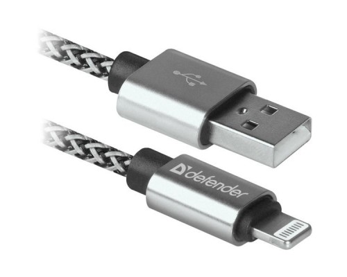 Кабель USB 2.0 A--Lightning 1.0м Defender ACH01-03T PRO 87809 белый