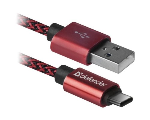 Кабель USB 2.0 A--USB 3.1 (Type-C) 1.0m Defender USB09-03T PRO 87813 красный