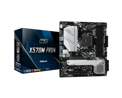 Материнская плата ASROCK X570M PRO4, Socket AM4, AMD X570, 4xDDR4-3200, HDMI+DP, 2xPCI-Ex16, 1xPCI-Ex1, 8xSATA3(RAID 0/1/10), 3xM.2, 8 Ch Audio, GLan, (0+4)xUSB2.0, (7+2)xUSB3.2, (1+0)xUSB3.2 Type-C™, 1xPS/2, mATX, RTL