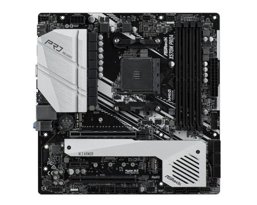 Материнская плата ASROCK X570M PRO4, Socket AM4, AMD X570, 4xDDR4-3200, HDMI+DP, 2xPCI-Ex16, 1xPCI-Ex1, 8xSATA3(RAID 0/1/10), 3xM.2, 8 Ch Audio, GLan, (0+4)xUSB2.0, (7+2)xUSB3.2, (1+0)xUSB3.2 Type-C™, 1xPS/2, mATX, RTL