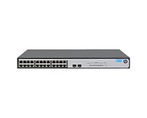 Коммутатор HPE 1420 24G 2SFP Switch (24 ports 10/100/1000 + 2 SFP 100/1000, unmanaged, fanless, 19