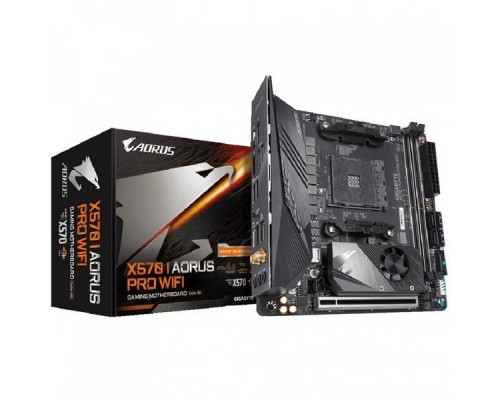 Материнская плата GIGABYTE X570 I AORUS PRO WIFI, Socket AM4, AMD X570, 2xDDR4-3200, HDMI+HDMI+DP, 1xPCI-Ex16, 4xSATA3(RAID 0/1/10), 1xM.2, 8 Ch Audio, GLan, Wi-Fi 802.11, (0+2)xUSB2.0, (5+2)xUSB3.2, (1+0)xUSB3.2 Type-C™, Mini-ITX, RTL