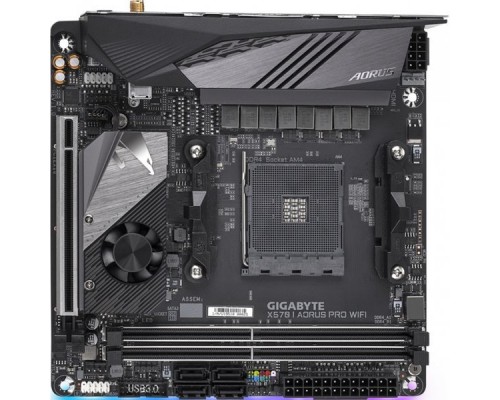 Материнская плата GIGABYTE X570 I AORUS PRO WIFI, Socket AM4, AMD X570, 2xDDR4-3200, HDMI+HDMI+DP, 1xPCI-Ex16, 4xSATA3(RAID 0/1/10), 1xM.2, 8 Ch Audio, GLan, Wi-Fi 802.11, (0+2)xUSB2.0, (5+2)xUSB3.2, (1+0)xUSB3.2 Type-C™, Mini-ITX, RTL