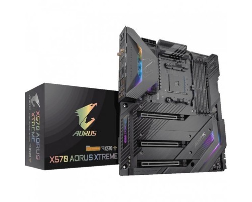 Материнская плата GIGABYTE X570 AORUS XTREME, Socket AM4, AMD X570, 4xDDR4-3200, 3xPCI-Ex16, 6xSATA3(RAID 0/1/10), 3xM.2, 8 Ch Audio, 1xGLan, 1x10GbLan, Wi-Fi 802.11, (4+2)xUSB2.0, (7+4)xUSB3.2, (1+1)xUSB3.2 Type-C™, ATX, RTL