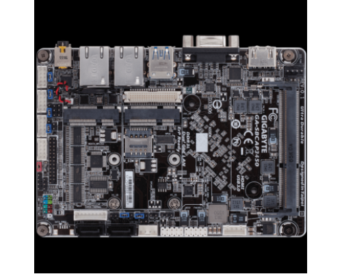 Материнская плата с ЦПУ GA-SBCAP3350, Intel® Dual-Core Celeron®N3350 (2.4 GHz), 1xDDR3-1600 SO-DIMM, D-SUB+HDMI+LVDS, 1xMiniPCIex1, 2xSATA3, 1xMSATA, 2 Ch Audio, 2xGLan, (0+4)xUSB2.0, (2+0)xUSB3.1, 4xCOM, SBC, RTL