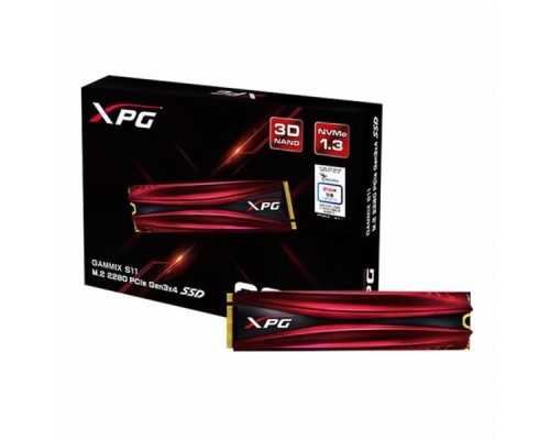 Жесткий диск SSD M.2 2280 2TB ADATA XPG GAMMIX S11 Pro Client SSD AGAMMIXS11P-2TT-C PCIe Gen3x4 with NVMe, 3350/2900, IOPS 360/360K, MTBF 2M, 3D NAND TLC, 1280TBW, NVMe 1.3, Heat Sink, RTL (773568)