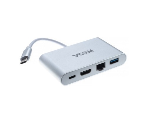 Кабель-адаптер USB3.1 Type-CM--HDMI+USB3.0+RJ45+PD charging  VCOM CU455