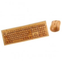 Клавиатура Беспроводной комплект клавиатура + мышь Konoos KBKM-01, натуральный бамбук                                                                                                                                                                     
