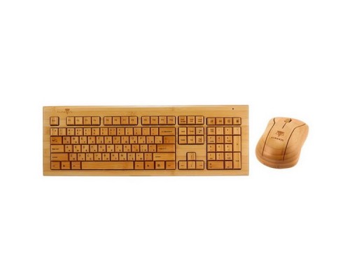 Клавиатура Беспроводной комплект клавиатура + мышь Konoos KBKM-01, натуральный бамбук