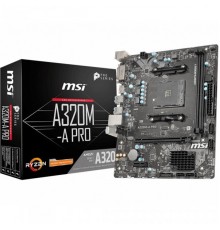 Материнская плата A320M-A PRO, Socket AM4, AMD® A320, 2xDDR4-2400, 1xPCI-Ex16x, 1xPCI-Ex, DVI-D+HDMI, 4xSATA3(RAID 0/1/10), 8 Ch Audio, GLan, (2+4)xUSB2.0, (4+2)xUSB3.1, 2xPS/2, mATX, RTL                                                               