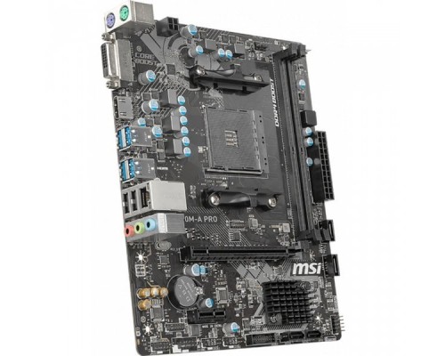 Материнская плата A320M-A PRO, Socket AM4, AMD® A320, 2xDDR4-2400, 1xPCI-Ex16x, 1xPCI-Ex, DVI-D+HDMI, 4xSATA3(RAID 0/1/10), 8 Ch Audio, GLan, (2+4)xUSB2.0, (4+2)xUSB3.1, 2xPS/2, mATX, RTL