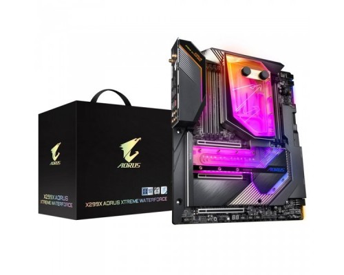 Материнская плата X299X AORUS XTREME WATERFORCE, Socket 2066, Intel®X299, 8xDDR4-2933, 3xPCI-Ex16, 2xDP(In), 8xSATA3,(RAID 0/1/5/10) 2xM.2, 8 Ch Audio, 1xGLan, 1x10GbLan, Wi-Fi, (2+6)xUSB2.0, (4+4)xUSB3.2, (2+2)xUSB3.2 Type-C™, ATX, RTL