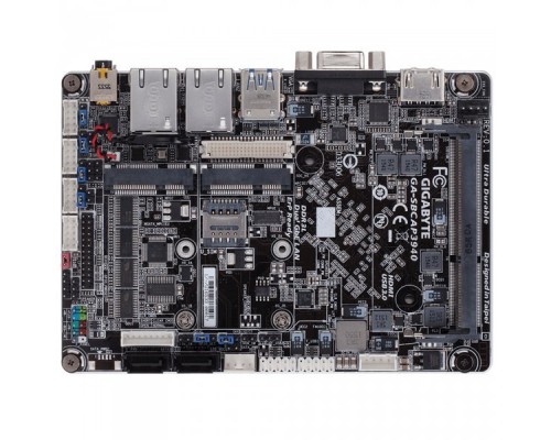 Материнская плата GIGABYTE GA-SBCAP3940, Intel® Atom® x5 (1.6 GHz), 1xDDR3-1866 SO-DIMM, D-SUB+HDMI+LVDS, 2xMiniPCIex1, 2xSATA3, 1xMSATA, 2 Ch Audio, 2xGLan, (0+4)xUSB2.0, (2+0)xUSB3.1, SBC, RTL