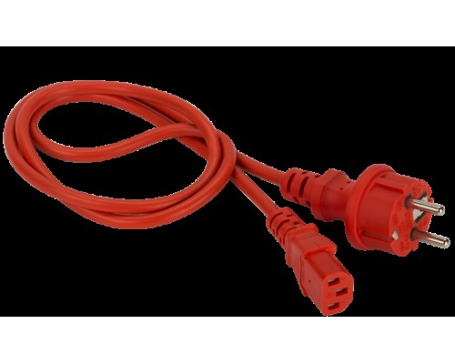Шнур питания C13-Schuko прямая, 3х0.75, 220В, 10А, красный, 1 метр