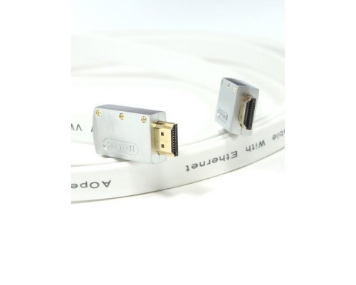 Кабель HDMI 19M/M ver 2.0, 1M, AOpen ACG568F-S-1M серебряно-белый Flat