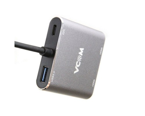 Кабель-адаптер USB3.1 Type-CM--2*HDMI+USB3.0+PD charging  VCOM CU450