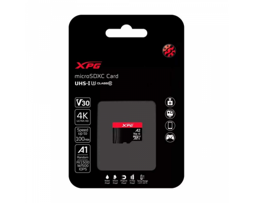 Карта памяти microSDXC 512GB XPG Gaming Memory Card AUSDX512GUI3XPGA2-R UHS-I U3 Class 10 V30 A2, 100/85 MB/s, For Nintendo Switch™ / Smartphones  / Tablets / VR  devices, - 25°C to 85°C, RTL (771380)