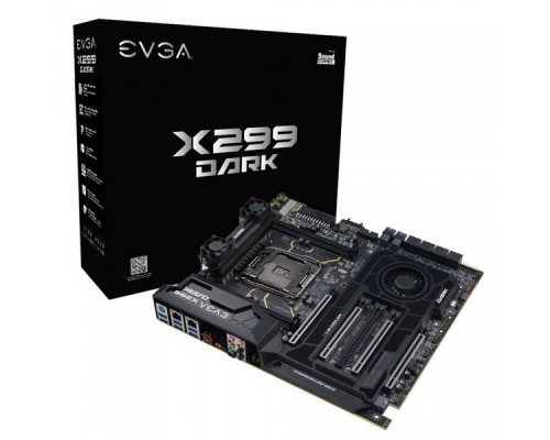 Материнская плата EVGA X299 DARK, S2066, Intel X299, E-ATX, 4xDDR4-4000MHz Quad-Channel, Max 64GB, 5xPCI-Ex16, 1xPCI-Ex4, 6xSATA3+2xASMedia 3.0 (RAID 0/1/5/10), 1xM.2 Key E, 2xM.2 Key M, 2xGiga Lan, Audio, 8xUSB 3.0, 4xUSB 2.0 (151-SX-E299-KR) RTL 5