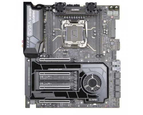 Материнская плата EVGA X299 DARK, S2066, Intel X299, E-ATX, 4xDDR4-4000MHz Quad-Channel, Max 64GB, 5xPCI-Ex16, 1xPCI-Ex4, 6xSATA3+2xASMedia 3.0 (RAID 0/1/5/10), 1xM.2 Key E, 2xM.2 Key M, 2xGiga Lan, Audio, 8xUSB 3.0, 4xUSB 2.0 (151-SX-E299-KR) RTL 5