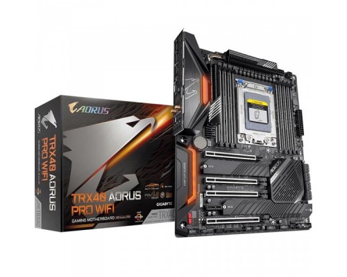 Материнская плата GIGABYTE TRX40 AORUS PRO WIFI, Socket sTRX4, AMD TRX40, 8xDDR4-3200, 4xPCI-Ex16, 1xPCI-Ex1, 8xSATA3(RAID 0/1/10), 3xM.2, 8 Ch Audio, GLan, Wi-Fi, (4+4)xUSB2.0, (5+4)xUSB3.2, (1+1)xUSB3.1 Type-C™,  ATX, RTL,