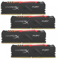 Память DDR4 64GB Kingston DDR4 3000 DIMM HyperX FURY RGB Black Gaming Memory HX430C15FB3AK4/64 Non-ECC, CL15, 1.35V, Kit (4x16GB), RTL (296426)                                                                                                           