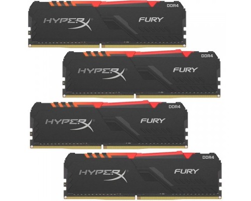 Память DDR4 64GB Kingston DDR4 3000 DIMM HyperX FURY RGB Black Gaming Memory HX430C15FB3AK4/64 Non-ECC, CL15, 1.35V, Kit (4x16GB), RTL (296426)