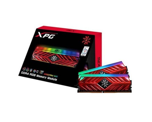 Модуль памяти 32GB ADATA DDR4 3200 DIMM SPECTRIX D41 RGB Red Gaming Memory AX4U3200316G16-DR41 Non-ECC, CL16, 1.35V, 1024x8, Kit (2x16GB), RTL