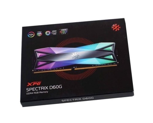 Модуль памяти 16GB ADATA DDR4 3600 DIMM SPECTRIX D60G RGB Grey Gaming Memory AX4U360038G17-DT60 Non-ECC, CL17, 1.35V, 1024x8, Kit (2x8GB), RTL (772011)
