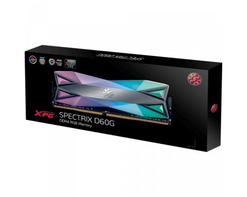 Модуль памяти 8GB ADATA DDR4 3600 DIMM SPECTRIX D60G RGB Grey Gaming Memory AX4U360038G17-ST60 Non-ECC, CL17, 1.35V, 1024x8, RTL