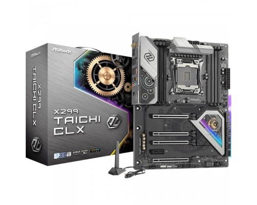 Материнская плата X299 TAICHI CLX, Socket 2066, Intel®X299, 8xDDR4-2666, 4xPCI-Ex16, 1xPCI-Ex1, 10xSATA3(RAID 0/1/5/10), 3xM.2, 8 Ch Audio, GLan, 1x2.5GLAN, WiFi, (2+4)xUSB2.0, (4+2)xUSB3.2, (1+1)xUSB3.2 Type-C™, ATX, RTL,