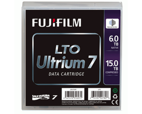 Ленточный носитель данных Fujifilm Ultrium LTO7 RW 15TB (6Tb native) bar code labeled Cartridge (for libraries & autoloaders) (analog C7977A + Label)