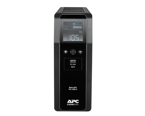 Источник бесперебойного питания для персональных компьютеров APC  Back-UPS Pro BR 1200VA/720W, Siave,8xC13 Outlets(2 Surge & 6 batt.), AVR, LCD, Data/DSL protect, USB