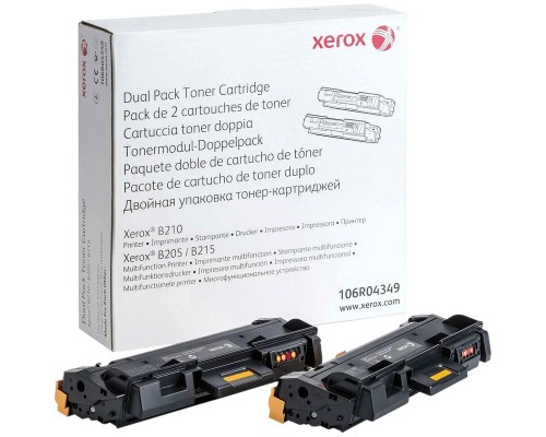 Тонер-картридж XEROX B205/210/215 3K упаковка 2 шт. (106R04349/106R04348)