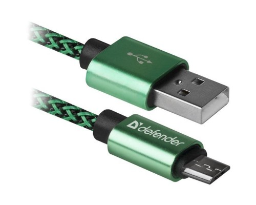 Кабель USB2.0 TO MICRO-USB 1M GREEN USB08-03T 87804 DEFENDER