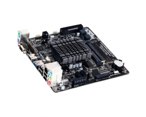 Материнская плата Gigabyte GA-J1800N-D2H V1.3 // J1800 (2.41 GHz), 2xDDR3-1600 SO-DIMM, D-SUB+HDMI, 1xPCI-Ex1, 1xMiniPCI-Ex1, 2xSATA3, 8 Ch Audio, GLan, (4+2)xUSB2.0, (1+0)xUSB3.0, 2xPS/2, Mini-ITX RTL