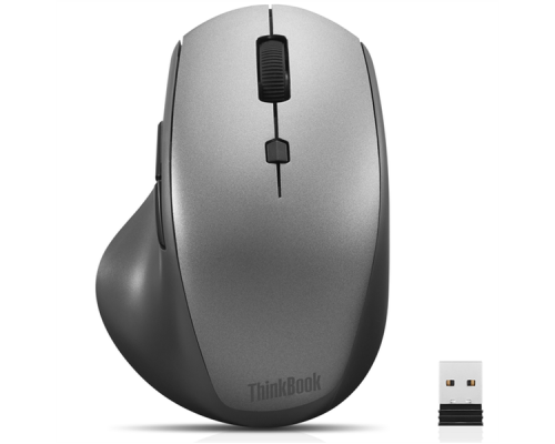 Беспроводная мышь Lenovo ThinkBook 600 Wireless Media Mouse (2400/1600/1000 DPI- Red optical sensor, 2.4GHz nano USB receiver, 1x AA battery - For Right-Handed)