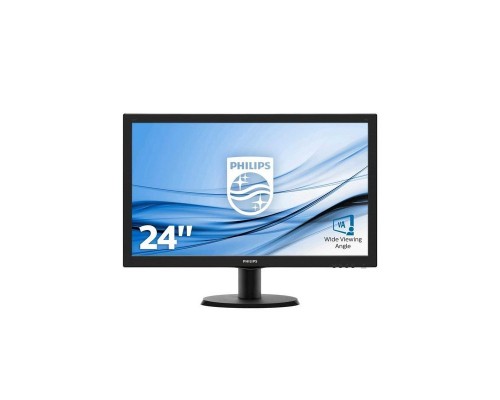 Монитор жидкокристаллический PHILIPS Монитор LCD 23.6'' [16:9] 1920х1080(FHD) MVA, nonGLARE, 250cd/m2, H178°/V178°, 3000:1, 10M:1, 16.7M, 25ms, VGA, DVI, Tilt, 3Y, Black