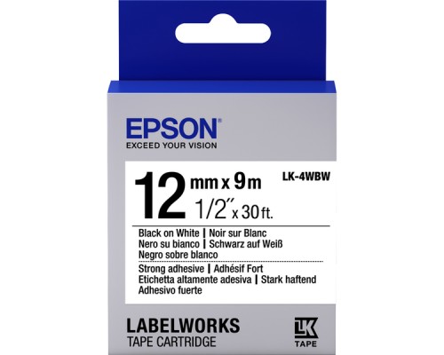 Термотрансферная лента Epson Tape LK-4WBW Strng adh Blk/Wht 12/9