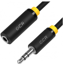 Удлинитель аудио Greenconnect  0.5m jack 3,5mm/jack 3,5mm черный, желтая окантовка, 28 AWG, M/F, GCR-STM0114-0.5m, экран, стерео                                                                                                                          