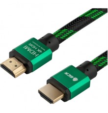Кабель Greenconnect  0.5m HDMI версия 2.0, HDR 4:2:2, Ultra HD, 4K 60 fps 60Hz/5K*30Hz, 3D, AUDIO, 18.0 Гбит/с, 28/28 AWG, OD7.3mm, тройной экран, BICOLOR нейлон, AL корпус зеленый, GCR-51484                                                           