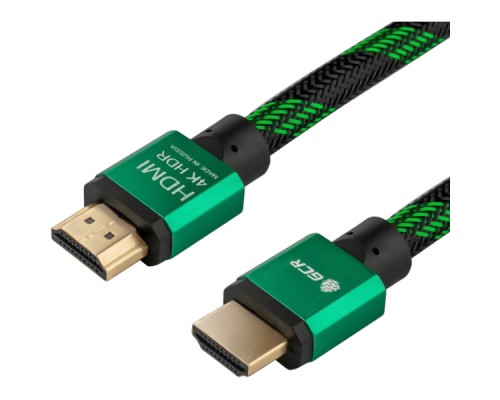 Кабель Greenconnect  0.5m HDMI версия 2.0, HDR 4:2:2, Ultra HD, 4K 60 fps 60Hz/5K*30Hz, 3D, AUDIO, 18.0 Гбит/с, 28/28 AWG, OD7.3mm, тройной экран, BICOLOR нейлон, AL корпус зеленый, GCR-51484