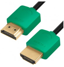 Кабель Greenconnect  SLIM 0.5m HDMI 2.0, зеленые коннекторы Slim, OD3.8mm, HDR 4:2:2, Ultra HD, 4K 60 fps 60Hz, 3D, AUDIO, 18.0 Гбит/с, 32/32 AWG, GCR-51579                                                                                              