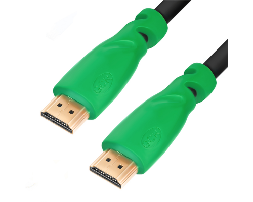 Кабель Greenconnect  1.8m HDMI версия 1.4, черный, зеленые коннекторы, OD7.3mm, 30/30 AWG, позолоченные контакты, Ethernet 10.2 Гбит/с, 3D, 4K GCR-HM320-1.8m