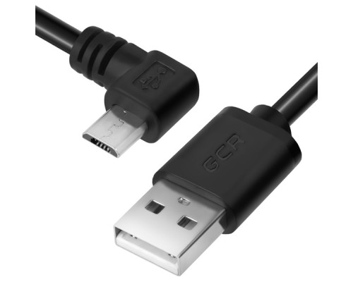 Кабель Greenconnect  1.0m USB 2.0, AM/microB 5pin угловой, черный, 28/28 AWG, экран, армированный, морозостойкий, GCR-UA8AMCB6-BB2S-1.0m