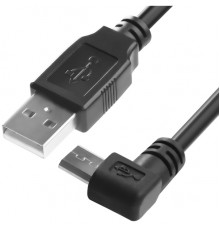 Кабель Greenconnect  3.0m USB 2.0, AM/microB 5pin угловой, черный, 28/28 AWG, экран, армированный, морозостойкий, GCR-UA4MCB1-BB2S-3.0m                                                                                                                   