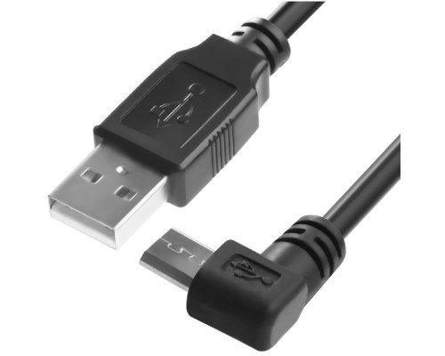 Кабель Greenconnect  3.0m USB 2.0, AM/microB 5pin угловой, черный, 28/28 AWG, экран, армированный, морозостойкий, GCR-UA4MCB1-BB2S-3.0m